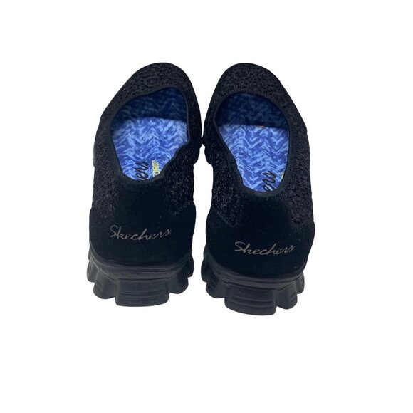 Skechers Women’s Black Lace Slip-On Ballerina Flats Size 7.5 Memory Foam - Picture 4 of 7